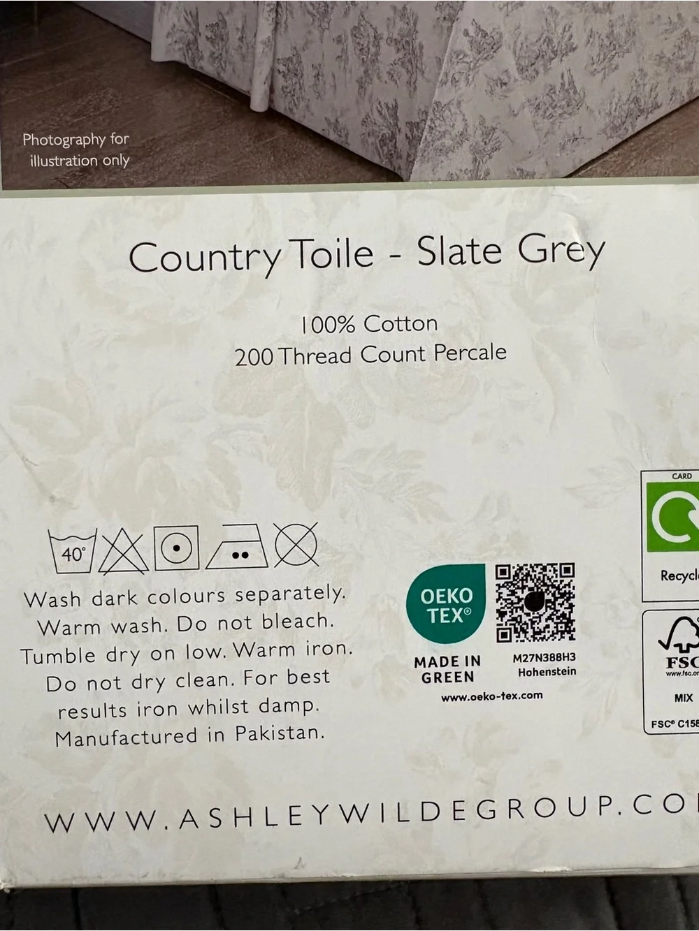 Cabbages & Roses LONDON Country Toile Slate Grey 4-Piece King Sheet Set NEW